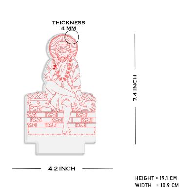 3D Illusion Sai Baba Acrylic led Night Light for Home Decoration with Warm White Light